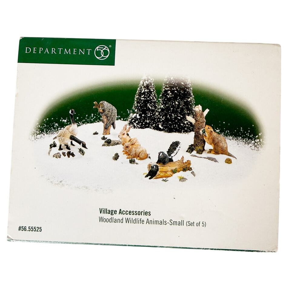 Department 56 Village Accessories Woodland Wildlife Animals Set of 5 Christmas